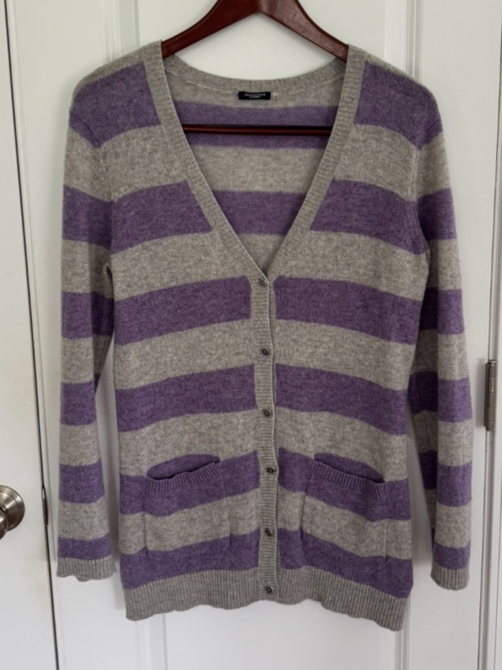 Magaschoni 100% Cashmere Wide Stripe Cardigan